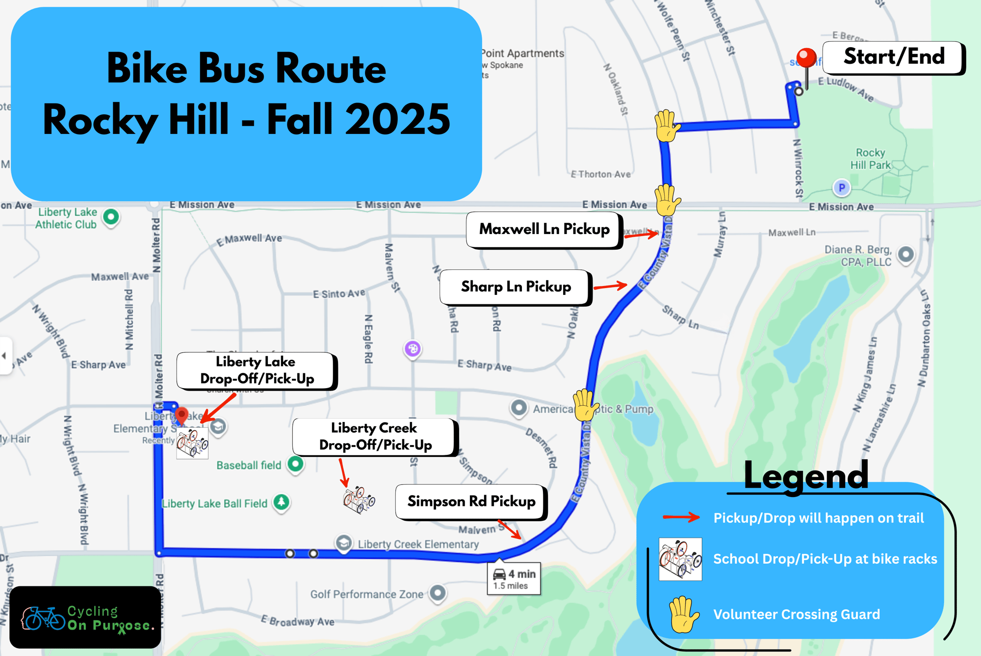 Bike Bus Route - Rocky Hill Park - Fall 2025 Bike Bus Route - Rocky Hill Park - Fall 2025