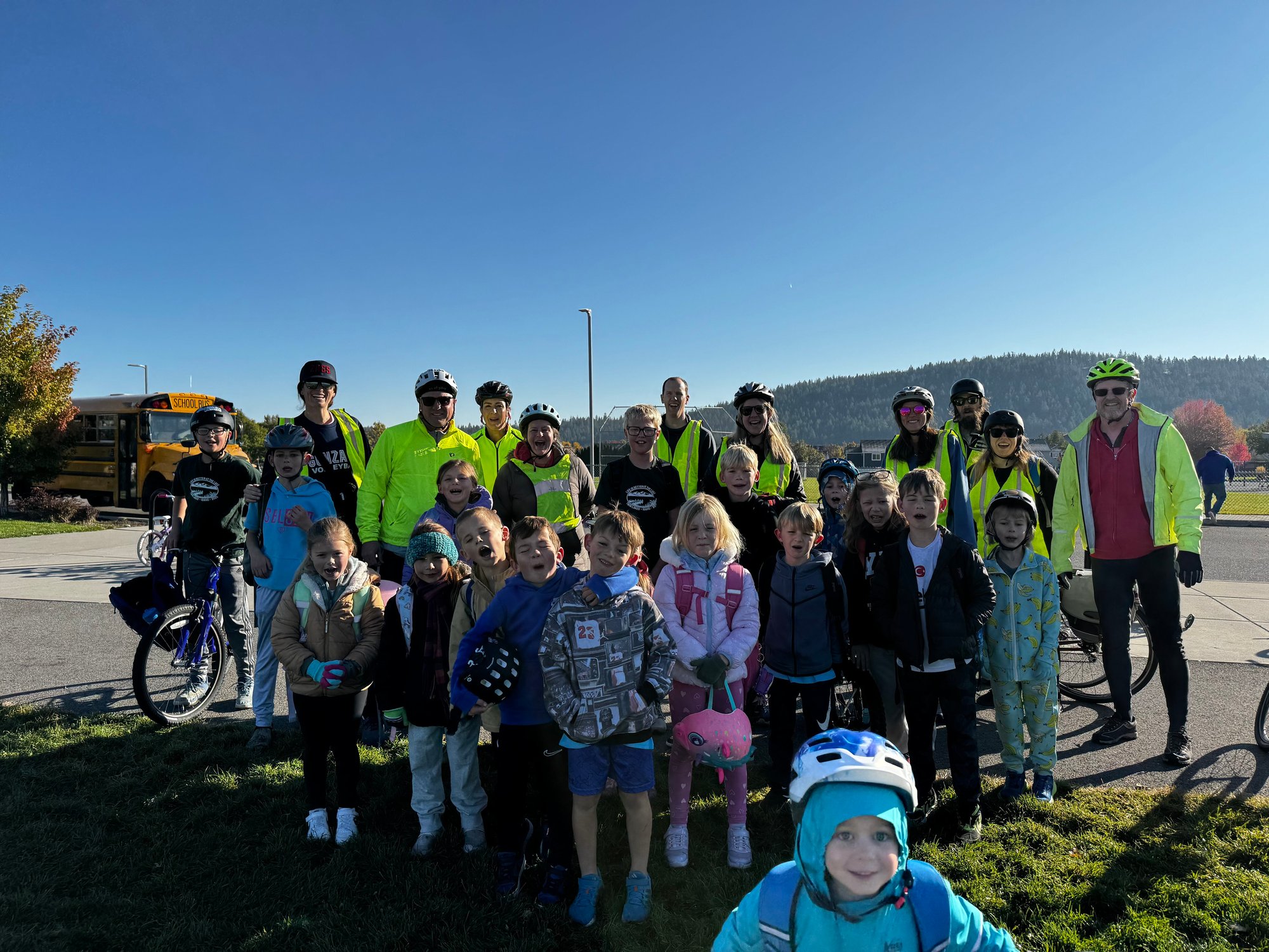 liberty lake bike bus - at the schools